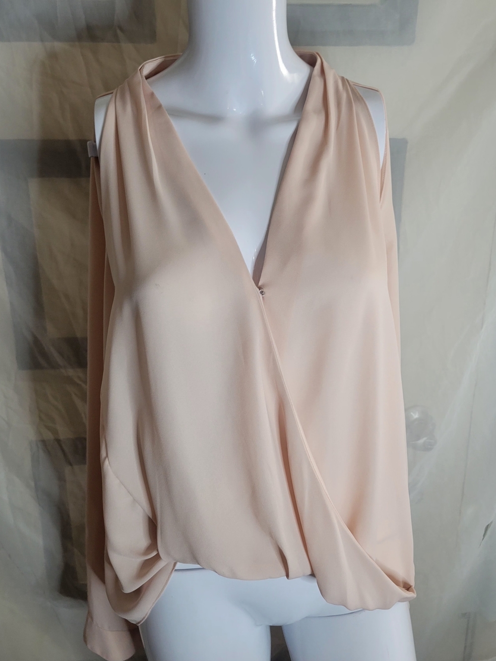 DO+BE Sleeveless Draped Wrap Blouse in Blush